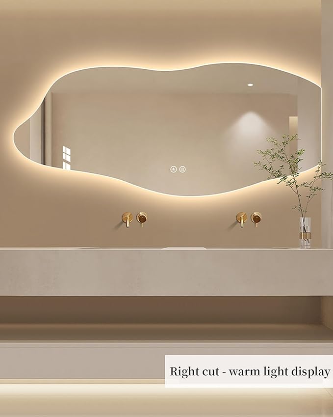 JSLJDM 500 X1000 mm Illuminated Backlit LED Bathroom Mirror, Wall Mounted Multifunction Bathroom Vanity Mirror with Lights and Demister Pad, Energy-Saving Illuminated Smart Mirror