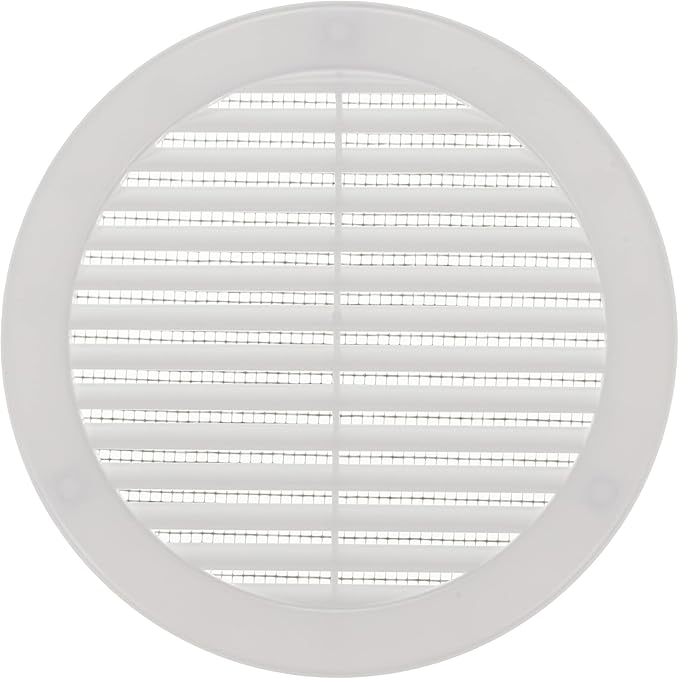 Vent Systems 6" Inch (Opening Dimensions) White Soffit Vent Cover - Plastic Round Air Vent Grille - Built-in Mesh Screen - HVAC Register Louver for Bathroom, Home, Kitchen