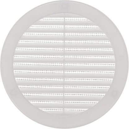 Vent Systems 6" Inch (Opening Dimensions) White Soffit Vent Cover - Plastic Round Air Vent Grille - Built-in Mesh Screen - HVAC Register Louver for Bathroom, Home, Kitchen