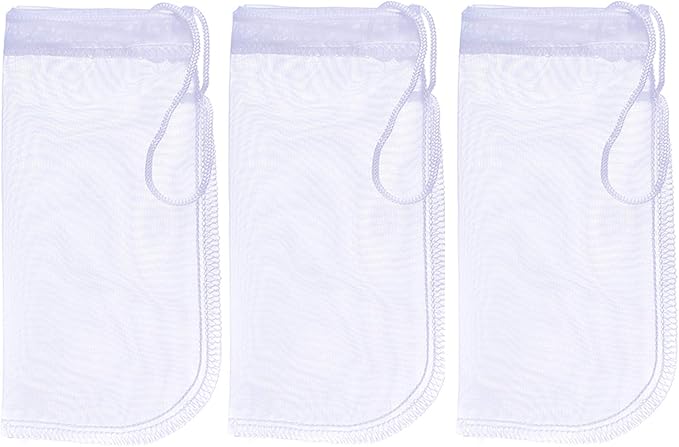 ALEGI Media Filter Bag Aquarium Extra Fine,Reusable 180 Micron Drawstring Mesh Filter Bags for Very Fine Resins Filter (7.5"*3.6" (3 Pack))