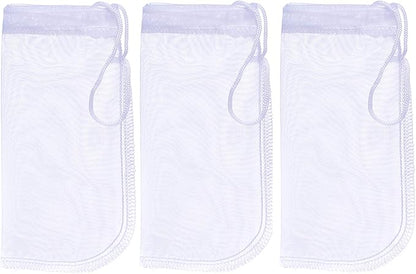 ALEGI Media Filter Bag Aquarium Extra Fine,Reusable 180 Micron Drawstring Mesh Filter Bags for Very Fine Resins Filter (7.5"*3.6" (3 Pack))