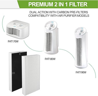 Hepa Filter Replacement for Honeywell U Filter (HRF201B) Febreze FRF102B air purifier filter Compatible with Honeywell HHT270, HHT290 Series 6 Pack