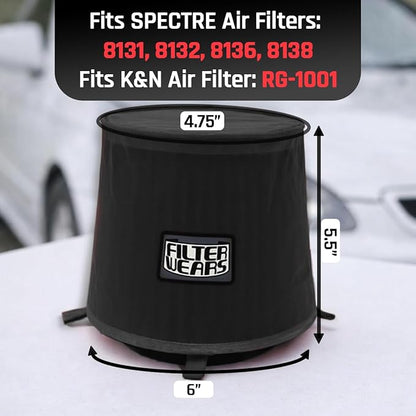 FILTERWEARS Pre-Filter F102K For SPECTRE Air Filters 8131 8132 8136 8138 K&N RG-1001