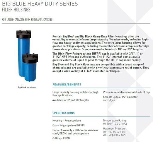 Pentair Pentek Big Blue Filter Housing and Sediment Water Filter Bundle | R50-BB