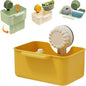 Kitchen Sink Strainer Drainer Basket with Suction Cup,Food Waste Filter Basket,Sponge Brush Holder for Kit-chen Home,Efficient Kitchen Waste Management (Yellow)