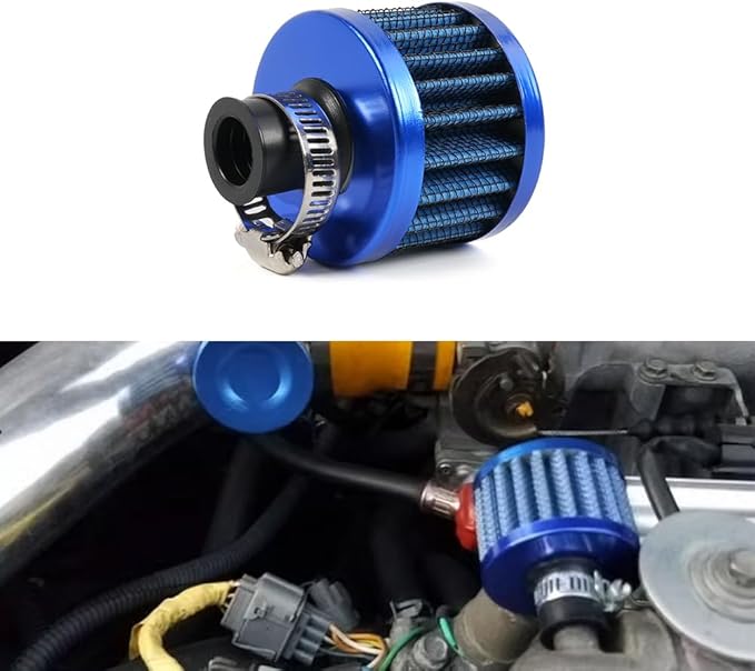 MUGE RACING 2Pcs Air Filter Cold Air Intake Filter Breather 12mm Valve Cover Breather Filter For Car and Motorcycle(Blue)
