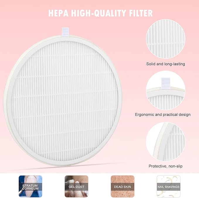4 Pack Reusable HEPA Filters for MelodySusie Nail Dust Collector, Compatible with SPro/XC320J, Home or Salon Use