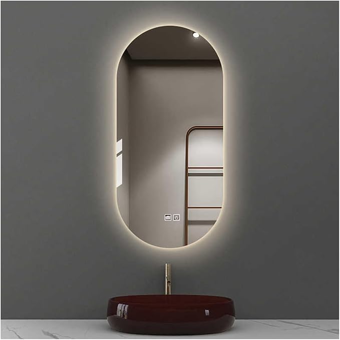 Bathroom Led Mirror ，Bathroom Mirror with LED Lights，LED Mirror for Bathroom，Backlit Bathroom Mirror ，with Touch Sensor/Demister pad，Shatterproof，Adjustable Lights(B,H90*W60cm/H35.4*W23.6IN)