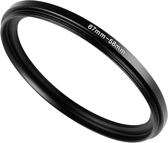 67-58mm Metal Step-Up/Down Ring Adapter Compatible with Mirrorless Cameras DSLR Lens, UV CPL ND Filter Thread Converter, Black