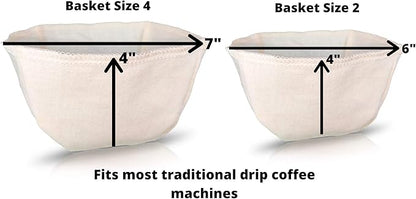 Cloth Reusable Basket Coffee Filter (Size #2) - Made in Canada of Hemp and Organic Cotton - Zero Waste, Eco-Friendly, Natural Filter fis most Automatic Coffee Makers
