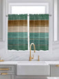 Vintage Plank Turquoise Brown Window Valance Curtains, Farmhouse Wood Grain Light Filtering Kitchen Valance with 3-inch Rod Pocket for Living Room Bathroom Bedroom,2 Panel,52x54In