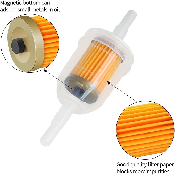 5/16 & 1/4 Inline Magnetic Fuel Filter for Lawn Mower, Small Engine, Kohler, John Deere, Kawasaki - High Flow Gas Filter with Magnet Replacement (12-Pack)