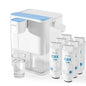 Frizzlife MD40 Rechargeable Water Filter Dispenser with 2 Filters Pre-Installed, Certified Reduce 99.89% of Chlorine, 400-Gallon/6 Months Water Pitcher, Extra 4 Filter Replacements