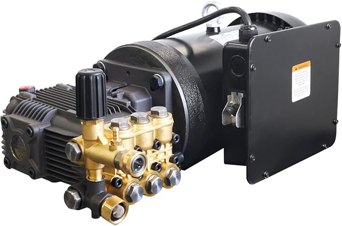 Canpump 2000 PSI 3.5 GPM Pressure Washer Pump Assembly w/ 5 HP 240V Motor – Triplex Plunger Power Washer Pump, External Unloader, Commercial Equipment Wash, Fleet, Farm & Workshop Cleaning