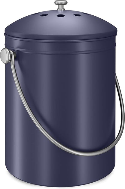 Utopia Kitchen Compost Bin for Kitchen Countertop, 1.3 Gallon Compost Bucket for Kitchen with Lid, Includes 1 Spare Charcoal Filter (Dark Purple)