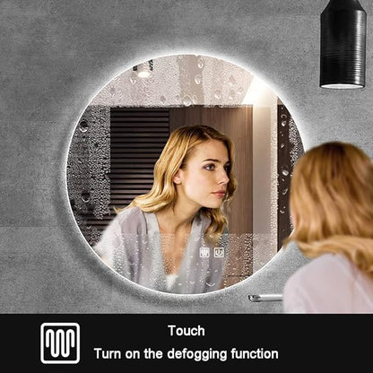 LED Illuminated Bathroom Mirror Round Wall Mirror with Touch/Dimmable/Demister Pad Makeup Mirror for Vanity Living Room Bedroom(Size:50CM) ()