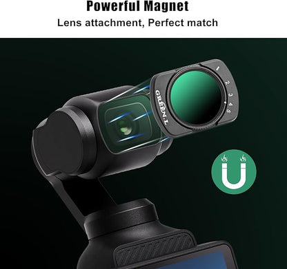 GREEN.L 3 Pack Magnetic Filter Kit for DJI Osmo Pocket 3: Variable ND Filter (ND2-ND32)+CPL+Black Diffusion 1/4, HD Multi-Coated Optical Glass for Cinematic Video