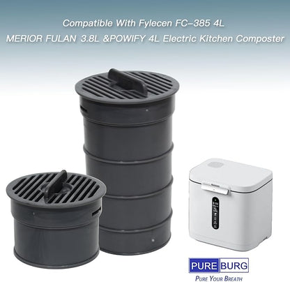 PUREBURG Replacement Filters Compatible With Fylecen FC-385 4L MERIOR FULAN 3.8L &POWIFY 4L Electric Kitchen Composter,1-Pack (2 Filters) Activated Carbon Filter Air Clean