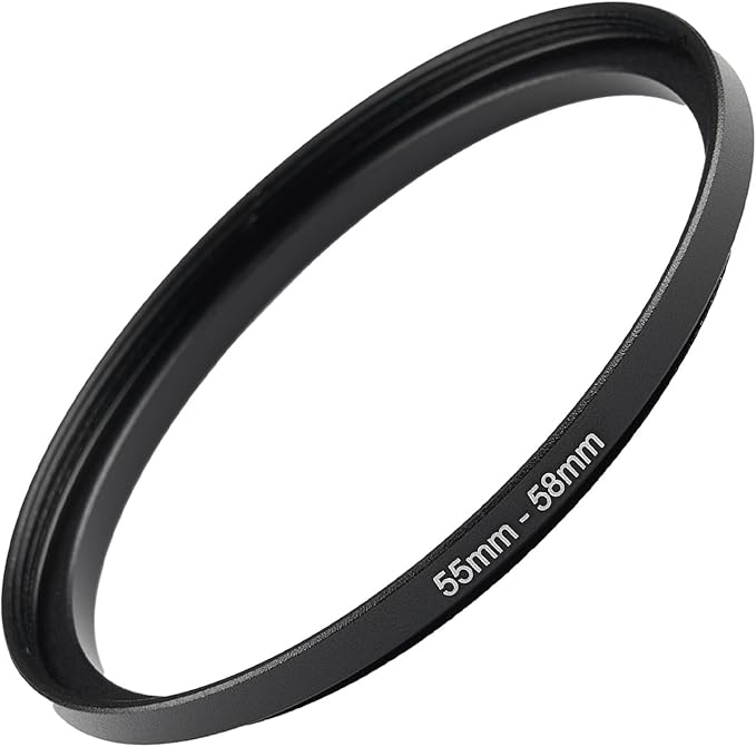 55mm to 58mm Step-up Adapter Rings Filter Adapter Black Metal Step Down Filter Ring Adapter Compatible with All Brand UV CPL ND Camera Lens Filter Stepping Rings (55mm-58mm)