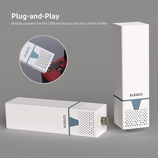ELEGOO 2PCS USB Purifier with Built-in Activated Carbon, Reducing Resin Odor and Fume, Compatible with Jupiter SE/Saturn 3 Series/Mars 4 Series Resin 3D Printers (Micro-USB)