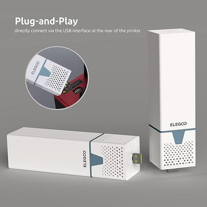 ELEGOO 2PCS USB Purifier with Built-in Activated Carbon, Reducing Resin Odor and Fume, Compatible with Jupiter SE/Saturn 3 Series/Mars 4 Series Resin 3D Printers (Micro-USB)