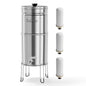 Culligan MaxClear 3 Gallon Gravity Water Filter System, Polished Stainless-Steel Countertop Water Filter NSF/ANSI Certified to Reduce Microplastics, Lead & Total PFAS, with 3 Ceramic Filters