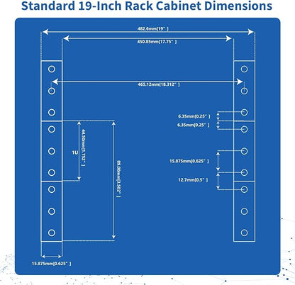 10 Outlets Horizontal 1U PDU Rackmount Power Strip - 10 Individual Led Switches, 100V-250V-1800 Joules, w/ 6 ft Power Cord for Office、Home and Network Server