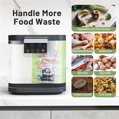 Electric Kitchen Composter with Activated Carbon Filters, LED Display & Auto Cycle for Food Waste Reduction and Odor Control