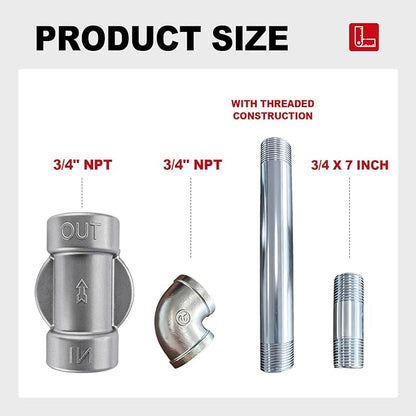 iFJF 1200KTG9075 Fuel Filter Head with 3/4” ST Elbow and 3/4 x 7” Aluminum Nipple Replacement for 1200KTF7018 Fuel Filter