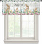 Easter Sheer Valances for Windows 54"x18", Light Filtering Kitchen Curtains Valance, Spring Watercolor Bunny Eggs Flower Leaf Wooden Grey Rod Pocket Chiffon Curtains for Living Room Bedroom Cafe