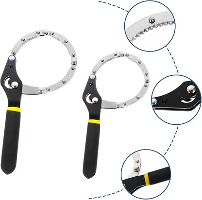 2Pcs Adjustable Oil Filter Wrench for Trucks and Farm Equipment Tool for Easy Removal of Tough Oil Filters Tight Spaces