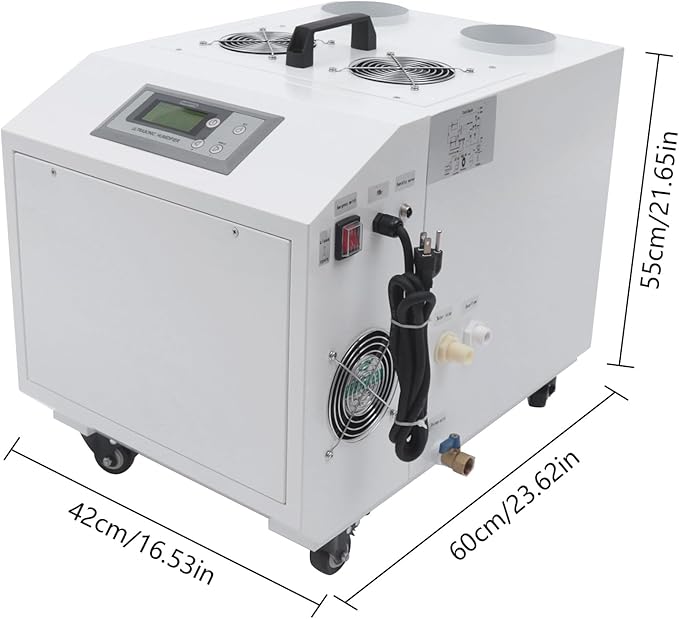 Ultrasonic Industrial Humidifier, 1200W 110V 15kg/h Agricultural Air Humidifier Sprayer Automatic Mist Cooling Machine Cool Mist Humidifiers w/Water Filter for Greenhouses Supermarkets Warehouses