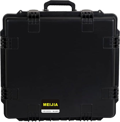 MEIJIA Portable All Weather Waterproof Hard Case, Camera Case with Customizable Fit Foam And Rolling Wheels, 24.8"X23.7"X13.17",Elegant Black