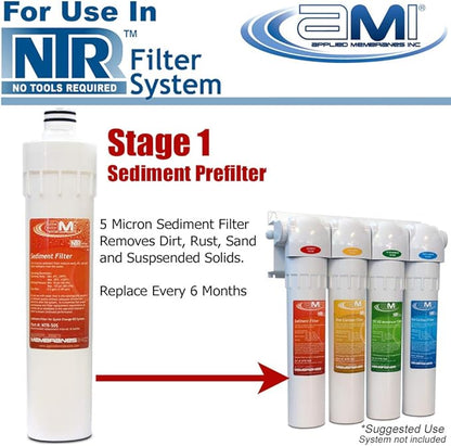 Sediment Filter for Applied Membranes NTR RO System | NTR-50S Replacement Water Filter Stage 1 for NTR-RO-50