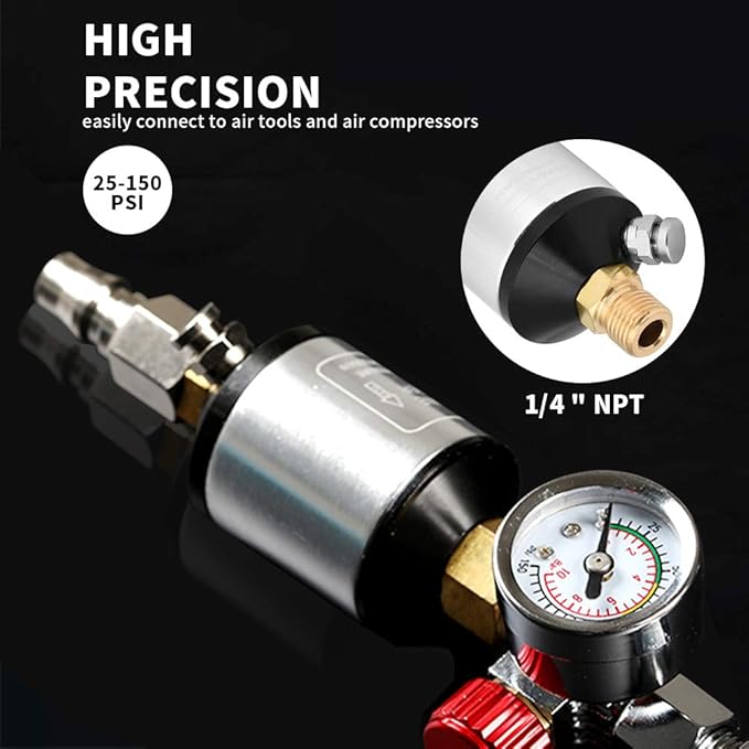 Beduan Air Compressor Water Oil Separator Filter for paint spray gun, 1/4 inch NPT Male and Female Thread silver