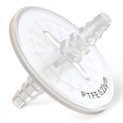 Air Venting Filter Sterile PTFE Hydrophobic Filter Disc 50mm 0.22μm with 7mm-13mm Stepped Hose and Barb Female Luer for Air Filtration, Individually Packed (5)