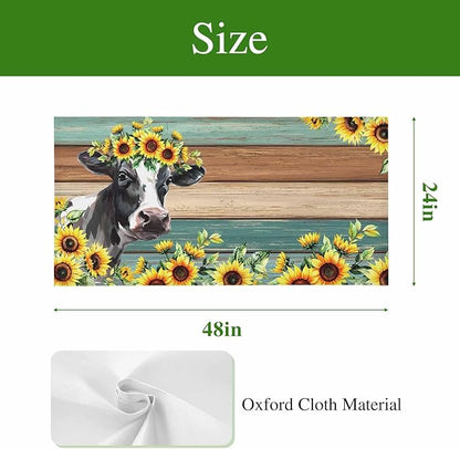 Fluorescent Light Covers Farm Cow Sunflower Magnetic Light Filters Vintage Blue Green Wood Grain Ceiling Light Covers for Classroom Office Home Drop Ceiling Lamp Decor 2 Pieces