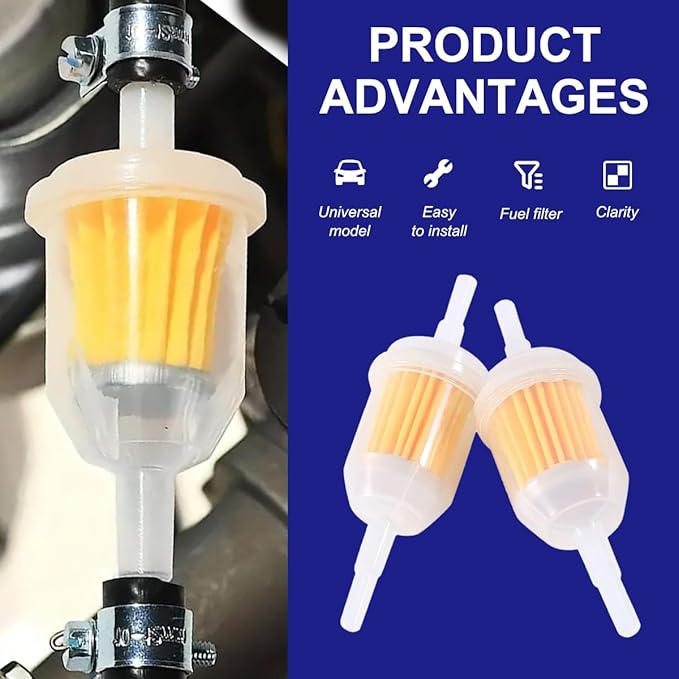4 PCS Gas Inline Fuel Filters with Magnet, Inline Gas Fuel Filter for Motorcycle Lawn Mower Small Engine, 1/4" and 5/16" Fuel Filter Fit Snowmobiles, Tractors, Car Accessories (4PCS)