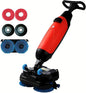 Floor Polisher Commercial, Dual-Brush Rotary Floor Scrubber, Lightweight Electric Floor Cleaner, 360° Rotating Head, Wet Dry Floor Cleaner for Offices & Schools Red