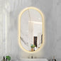 Oval LED Illuminated Bathroom Mirror, Wall-mounted Vanity Makeup Mirror with Demister Pad, 3 Dimmable Color Temperatures & Touch Control, Metal Frame Anti-Fog Lighted Wall Mirror ( Color : Golden Fram