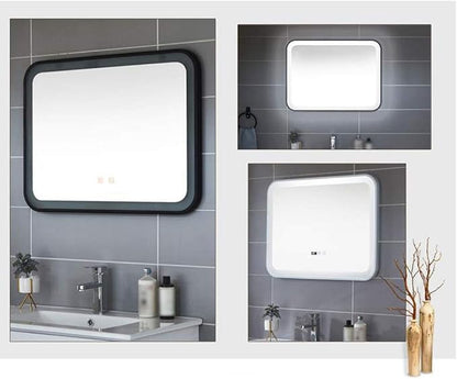 Bathroom Mirror with LED Light and Demister Pad Wall Mounted Mirror Makeup Shaving Mirror Smart Touch Switch (White 600 * 800mm)