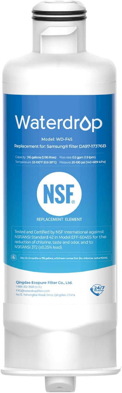 Waterdrop DA97-17376B Replacement for Samsung® HAF-QIN Refrigerator Water Filter, HAF-QIN/EXP, RF28R7201SR, RF28R7351SG, WD-F45