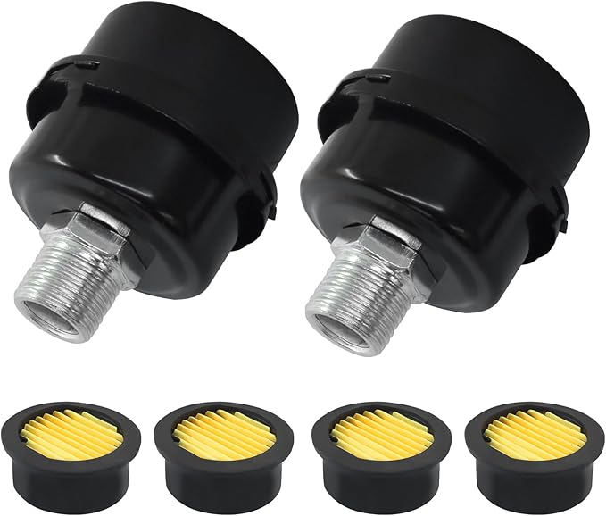 2 Pcs Air Compressor Silencer, 1/2 Inch Thread Intake Filter Muffler, 20 mm Air Compressor Silencer Filter for Generators and Blowers