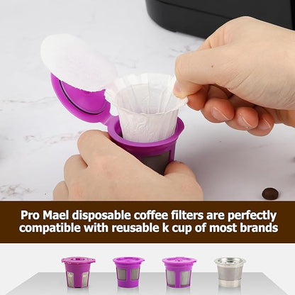 Pro Mael Disposable K Cup Filters with Lid, Coffee Filter Paper for Keurig Brewers Single Serve 1.0 and 2.0, Use with Reusable K Cup Pods (100 Count, Natural Unbleached)