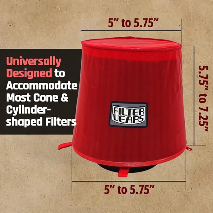 FILTERWEARS F154R Universal Water Repellent Cold Air Intake Pre-Filter - Large