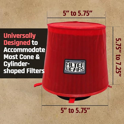 FILTERWEARS F154R Universal Water Repellent Cold Air Intake Pre-Filter - Large