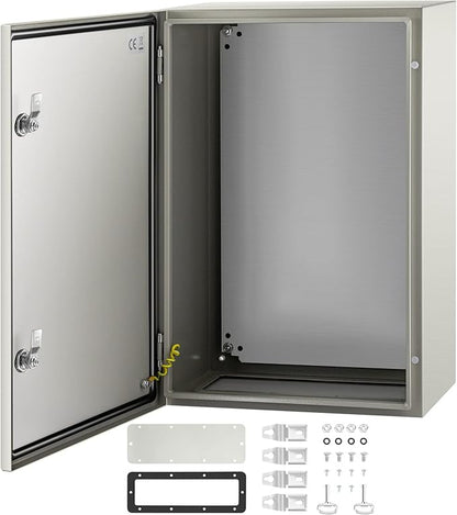 VEVOR NEMA Steel Enclosure, 24 x 16 x 10'' NEMA 4X Steel Electrical Box, IP66 Waterproof & Dustproof, Outdoor/Indoor Electrical Junction Box, with Mounting Plate