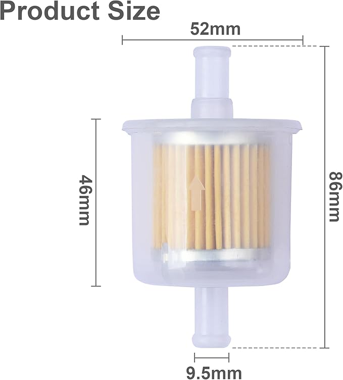 Universal Replacement Gas Inline Fuel Filters for Motorcycles, Cars, Trucks And Gasoline Powered Engines 3/8 Inch (Pack of 4)