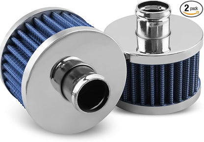 2PCS Car Air Filter Fit for Vehicles with 23mm Air Intake, High Flow Vent Valve Cover Breather Filter (Blue)