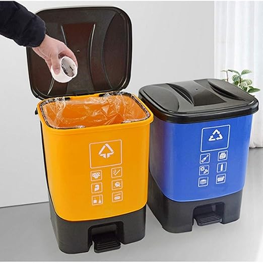 HASMI Trash Can Pedal-Type Trash Can, with Lid, Household Outdoor Garbage Sorting Box 20L Wastebasket (Color : Rojo)